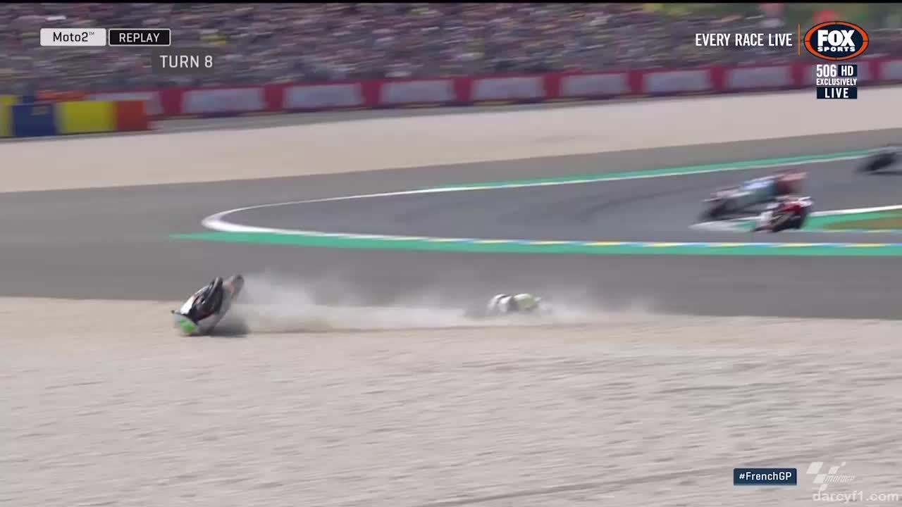 France2018 Moto2 Lecuona Crashes